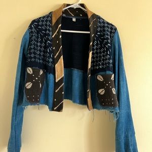 Cropped Patchwork Indigo Jacket